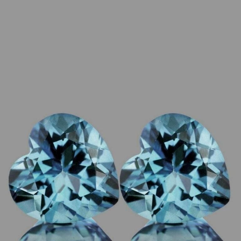 Natural Santa Maria Blue Aquamarine Pair{Flawless-