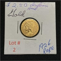 1926 Gold Indian Head $2.50 Coin