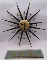 (H) Vtg. Black metal clock (not tested) and a