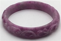 Carved Chinese Lavender Jade Bangle Bracelet