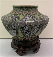 Decorative Vase On Wooden Base