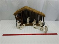 Nativity scene with ceramic figurines