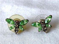 Vintage Crystal Butterfly Earrings