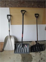 three snow shovels