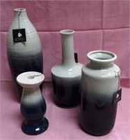 4 CERAMIC  BLACK AND WHITE VASES