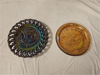 Smith and Indiana Carnival Glass Eagle Plates