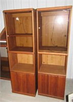 Lighted two piece display cabinet with arched