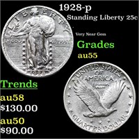1928-p Standing Liberty Quarter 25c Grades Choice