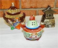 Lot of incense burners. One metal two pottery.