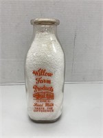 "Willow Farm Products" Quart Milk Bottle