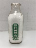 "Senn's Milk" Quart Milk Bottle