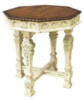 RUSTIC PAINTED OCTAGONAL SIDE OR LAMP TABLE