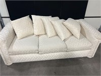 WHITE POST MODERN COUCH W/ PILLOWS