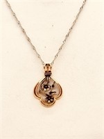 Gold & Silver Pendant , Sterling signed chain