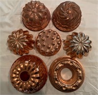 Set of 7 Vintage Decorative Copper Jello Molds