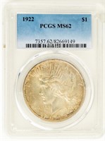 Coin 1922-P Peace Dollar-PCGS MS62