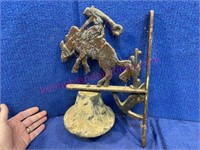 Cast iron bell "cowboy-horse" 14in tall (vintage)