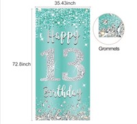 New 13th Birthday Decorations Door Banner for