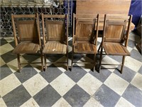 4 Vintage Wood Slate Folding Chairs