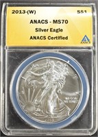 2013-(W) AMERICAN SILVER EAGLE ANACS MS70