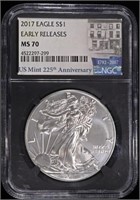 2017 AMERICAN SILVER EAGLE NGC MS70 EARLY RELEASES