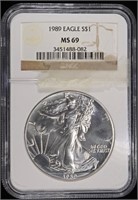 1989 AMERICAN SILVER EAGLE NGC MS69