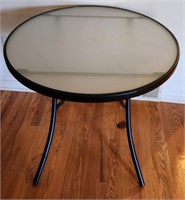 32" Round Folding Patio Card Table Glass Top