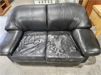 Black Leather Love Seat