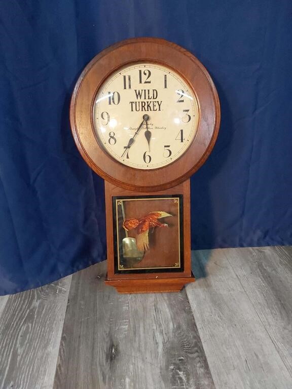 Vtg Wild Turkey Kentucky Bourbon Wall Clock