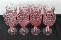 Set of Eight Pink Glass Goblets