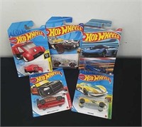 Five collectible Hot Wheels