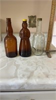 3 vintage glass bottles