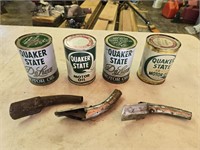 Vintage QUAKER STATE Oil cans , full.. spouts