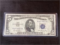1953 $5 Silver Certificate Note Washington, D.C.