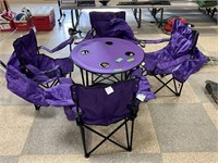 Mystic Tailgate folding pop up table and 4 chairs