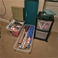 Storage Bins, Wrapping Paper, Gift Bags, Bows, Etc
