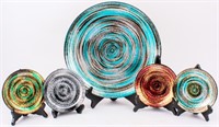 Monna Art Glass Platter and Plates