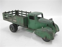 Vintage Stamped Metal Toy Truck w/ Wood Wheels