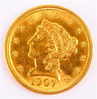 Coin 1907 Liberty  $2.5 Gold Coin AU