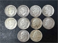 1949-52 Roosevelt Dimes (10 coins)