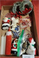 FLAT BOX OF MOSTLY CHRISTMAS THEME ITEMS
