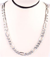 STERLING SILVER MEN'S FIGARO LINK CHAIN NECKLACE