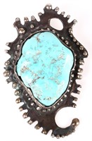 DON STAALS ANTIQUE STERLING TURQUOISE PENDANT