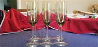 (6) Green Champagne Glasses