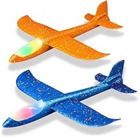 2 Pack LED Light Airplane,Large Throwing Foam