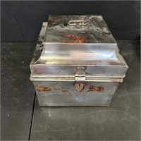 Metal box with hinged lid