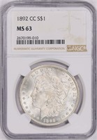 1892-CC Morgan Silver Dollar NGC MS-63