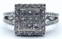 Ladies 14K White Gold Diamond Cluster Ring