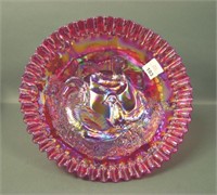 Fenton/DBS Red Farmyard Flared Crimped Bowl