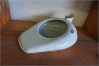 Vintage White Enamel Bedpan with Urinal Spout